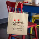 cute tandem - aangepaste bruiloft tote bag<br><div class="desc">Cute Tandem Bicycle Custom Wedding Canvas tas</div>