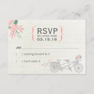 Cute Tandem Bicycle RSVP-kaarten met bloemen RSVP Kaartje