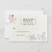 Cute Tandem Bicycle RSVP-kaarten met bloemen RSVP Kaartje (Voorkant)