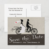 Cute Tandem Bike Bride and Groom Wedding Aankondigingskaart (Voorkant / Achterkant)