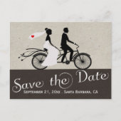 Cute Tandem Bike Bride and Groom Wedding Aankondigingskaart (Voorkant)