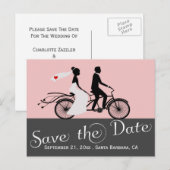 Cute Tandem Bike Bride and Groom Wedding Aankondigingskaart (Voorkant / Achterkant)