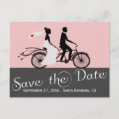 Cute Tandem Bike Bride and Groom Wedding Aankondigingskaart (Voorkant)