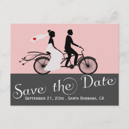 Cute Tandem Bike Bride and Groom Wedding Aankondigingskaart