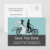 Cute Tandem Bike Bride and Groom Wedding Aankondigingskaart (Voorkant / Achterkant)