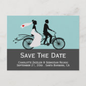 Cute Tandem Bike Bride and Groom Wedding Aankondigingskaart (Voorkant)
