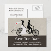 Cute Tandem Bike Bride and Groom Wedding Aankondigingskaart (Voorkant / Achterkant)