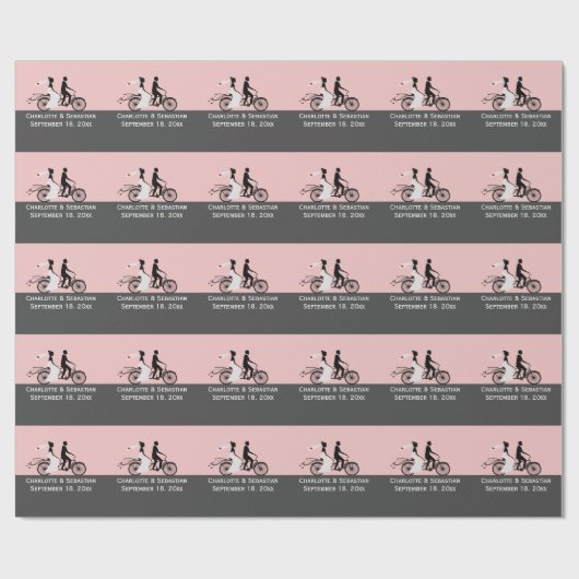 Cute Tandem Bike Bride and Groom Wedding Cadeaupapier (Vlak)