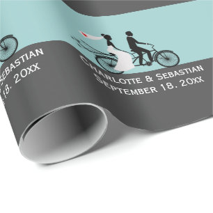 Cute Tandem Bike Bride and Groom Wedding Cadeaupapier