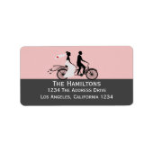 Cute Tandem Bike Bride and Groom Wedding Etiket (Voorkant)