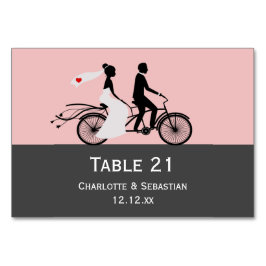 Cute Tandem Bike Bride and Groom Wedding Kaart