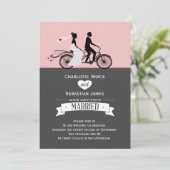 Cute Tandem Bike Bride and Groom Wedding Kaart (Staand voorkant)