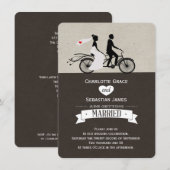 Cute Tandem Bike Bride and Groom Wedding Kaart (Voorkant / Achterkant)