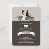 Cute Tandem Bike Bride and Groom Wedding Kaart (Voorkant)