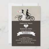 Cute Tandem Bike Bride and Groom Wedding Kaart (Voorkant)