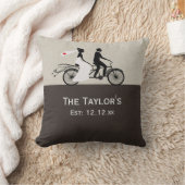 Cute Tandem Bike Bride and Groom Wedding Kussen (Deken)