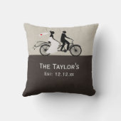 Cute Tandem Bike Bride and Groom Wedding Kussen (Achterkant)