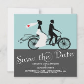 Cute Tandem Bike Bride and Groom Wedding Magnetische Uitnodiging (Voorkant)