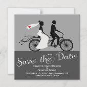 Cute Tandem Bike Bride and Groom Wedding Magnetische Uitnodiging (Voorkant)