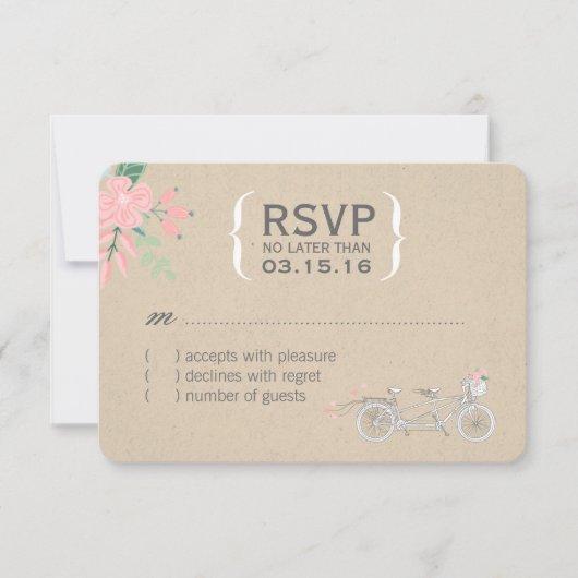 Cute Tandem Bike RSVP-kaarten RSVP Kaartje (Voorkant)