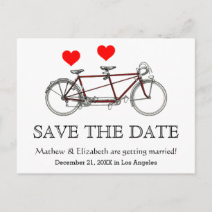  cute tandem fiets Wedding Save the Date Aankondigingskaart