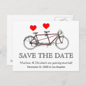  cute tandem fiets Wedding Save the Date Aankondigingskaart (Voorkant / Achterkant)