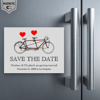  cute tandem fiets Wedding Save the Date Magnetische Uitnodiging