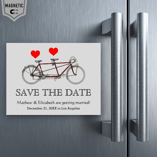 cute tandem fiets Wedding Save the Date Magnetische Uitnodiging