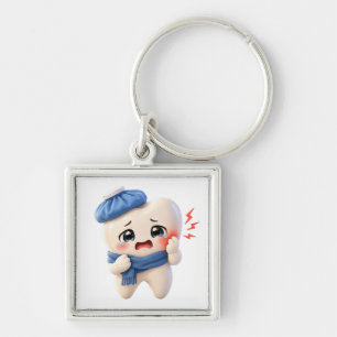 Cute Tandpijn Tand Karakter Vierkante Sleutelhange Sleutelhanger