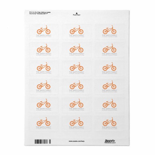 Cute Tangerine Bicycle Etiket (Full Sheet)