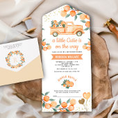 Cute Tangerine Citrus Oranje Truck Baby shower All In One Uitnodiging