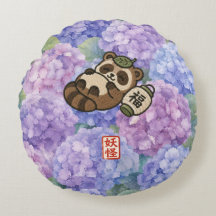 Cute Tanuki Round Pillow | Japanese Yokai Hydrange