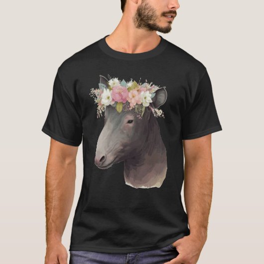 Cute Tapir Flower Crown Animal T-shirt (Voorkant)