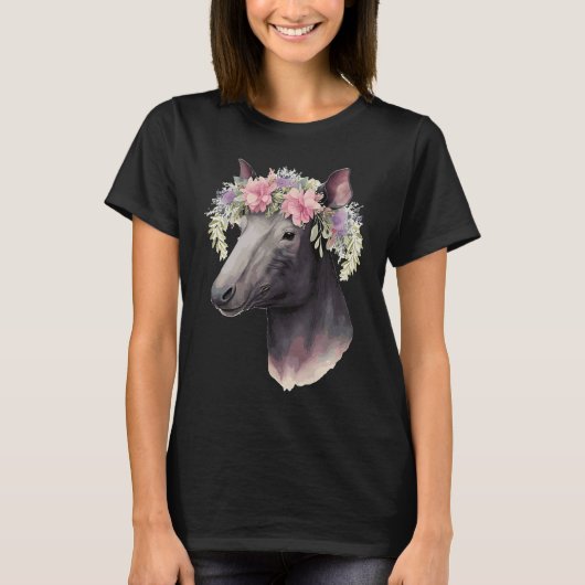 Cute Tapir Flower Crown Floral Animal T-shirt (Voorkant)