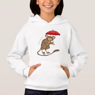 Cute Tarsier met paraplu cartoon illustratie