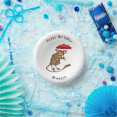 Cute Tarsier met paraplu cartoon illustratie Papieren Kommen (Feest)