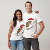 Cute Tarsier met paraplu cartoon illustratie T-shirt (Unisex)