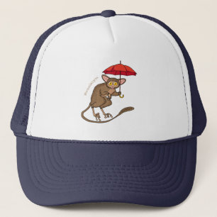 Cute Tarsier met paraplu cartoon illustratie Trucker Pet