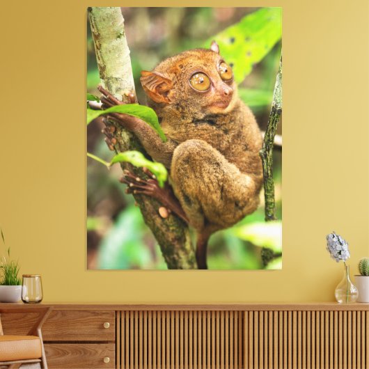 Cute Tarsier Monkey Wildlife Canvas Afdruk (Insitu (Woonkamer))