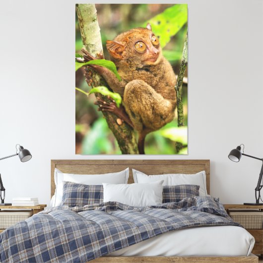 Cute Tarsier Monkey Wildlife Canvas Afdruk (Insitu (Slaapkamer))