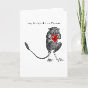Cute Tarsier Struik Baby Valentijn Card Feestdagen Kaart
