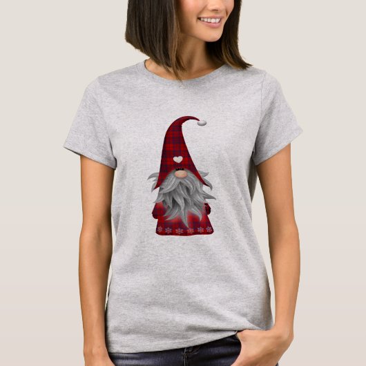 Cute Tartan Gnome Kerstmis Elf T-shirt (Voorkant)