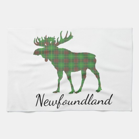 Cute Tartan moose Newfoundland  tea towel Theedoek (Horizontaal)