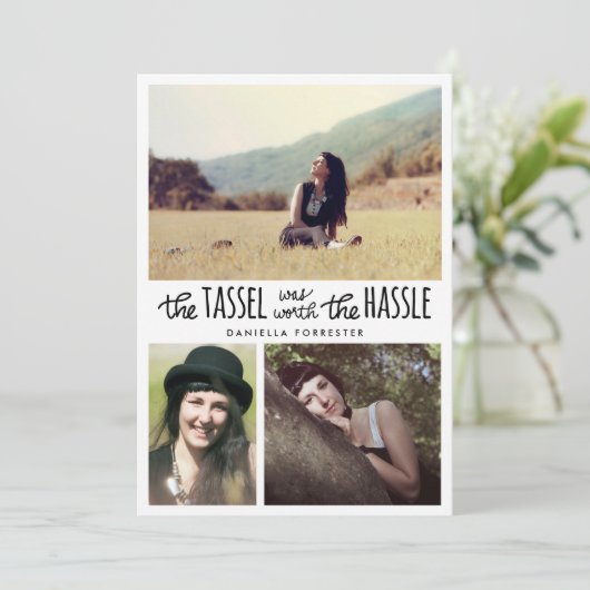 Cute Tassel was het Afstudeerder van Hassle drie f Kaart (Staand voorkant)