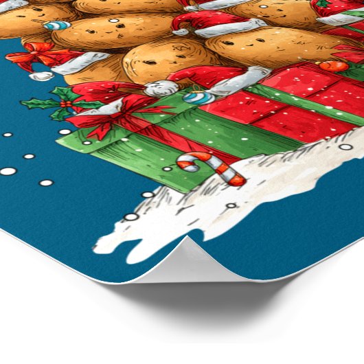 Cute Tato Le Christmas Tree Xmas Hat Long Sleeve  Poster (Hoek)