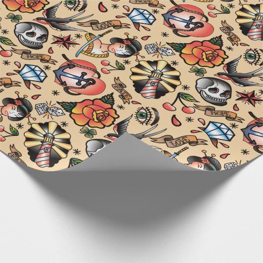 Cute tattoo lovers tik cadeaupapier (Hoek)