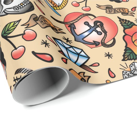 Cute tattoo lovers tik cadeaupapier (Rol Hoek)