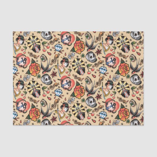 Cute tattoo lovers tik tissuepapier (Voorkant)