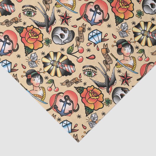 Cute tattoo lovers tik tissuepapier (Detail)