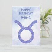 Cute Taurus Astrology Sign Speciaal Paars Kaart (Staand voorkant)